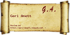 Geri Anett névjegykártya
